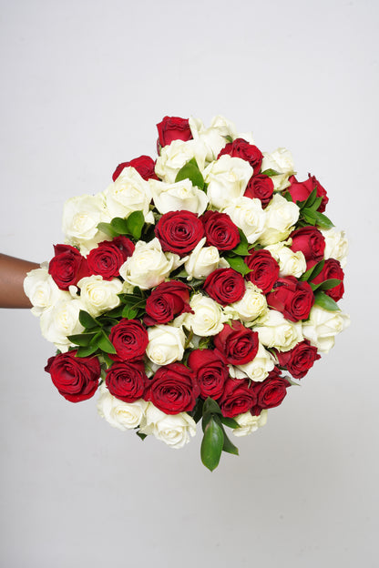 Red & White Rose Bouquet